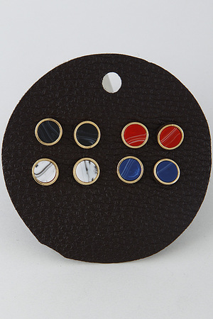 Simple Stone Circle Earrings Set 6HAF2